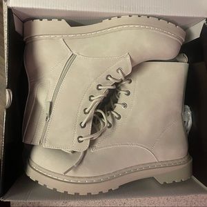 Faux Leather Lace Up Combat Boots